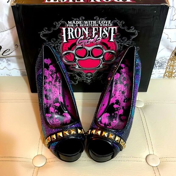 Iron Fist Sequin Studded Platforms Sz 5 - Picture 2 of 5